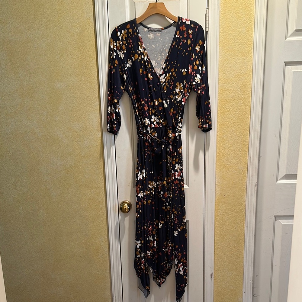 Floral Wrap Dress with Asymmetrical Hemline